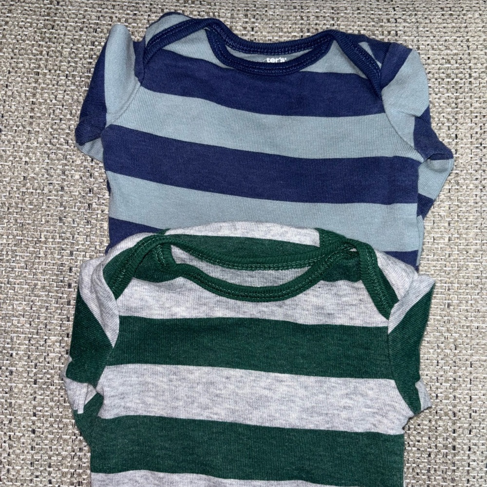Carter's Kids Striped Blue and Green Shirts